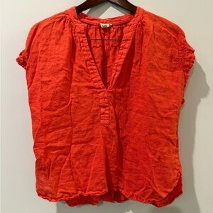 Pilcro Orange V-Neck Short Sleeve Blouse Size M